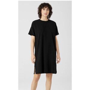 Eileen Fisher size Petite Medium organic cotton t shirt dress black Tee